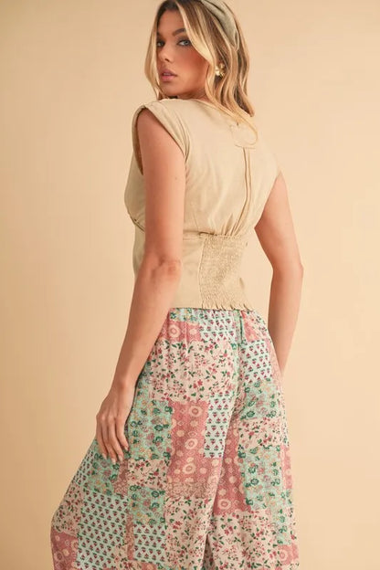 Printed Wide Leg Pants -