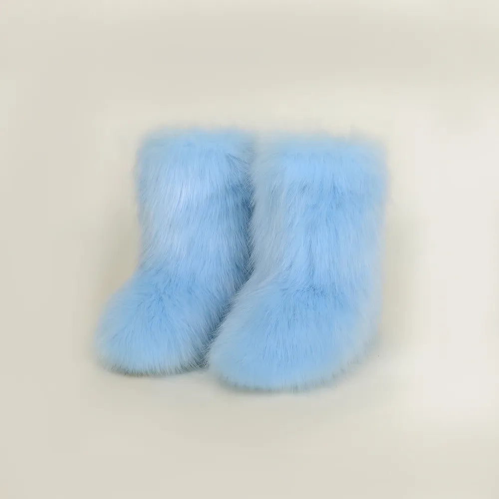 Thermal Fuzzy Platform Boots - Pastel Blue