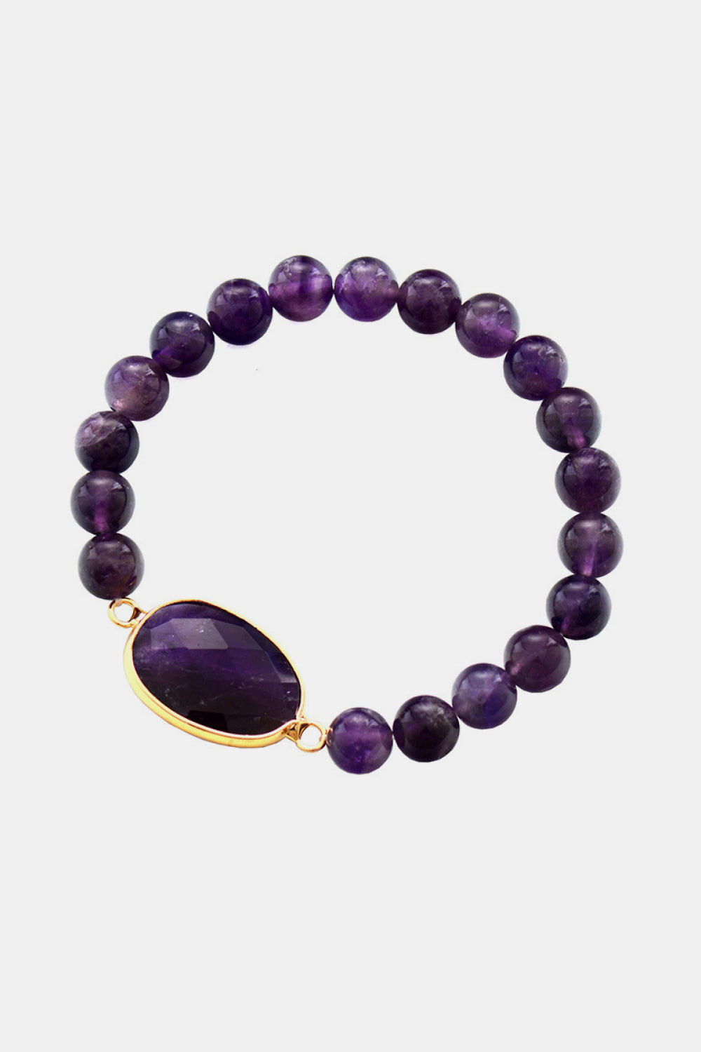 Handmade Amethyst Beaded Bracelet - Violet One Size