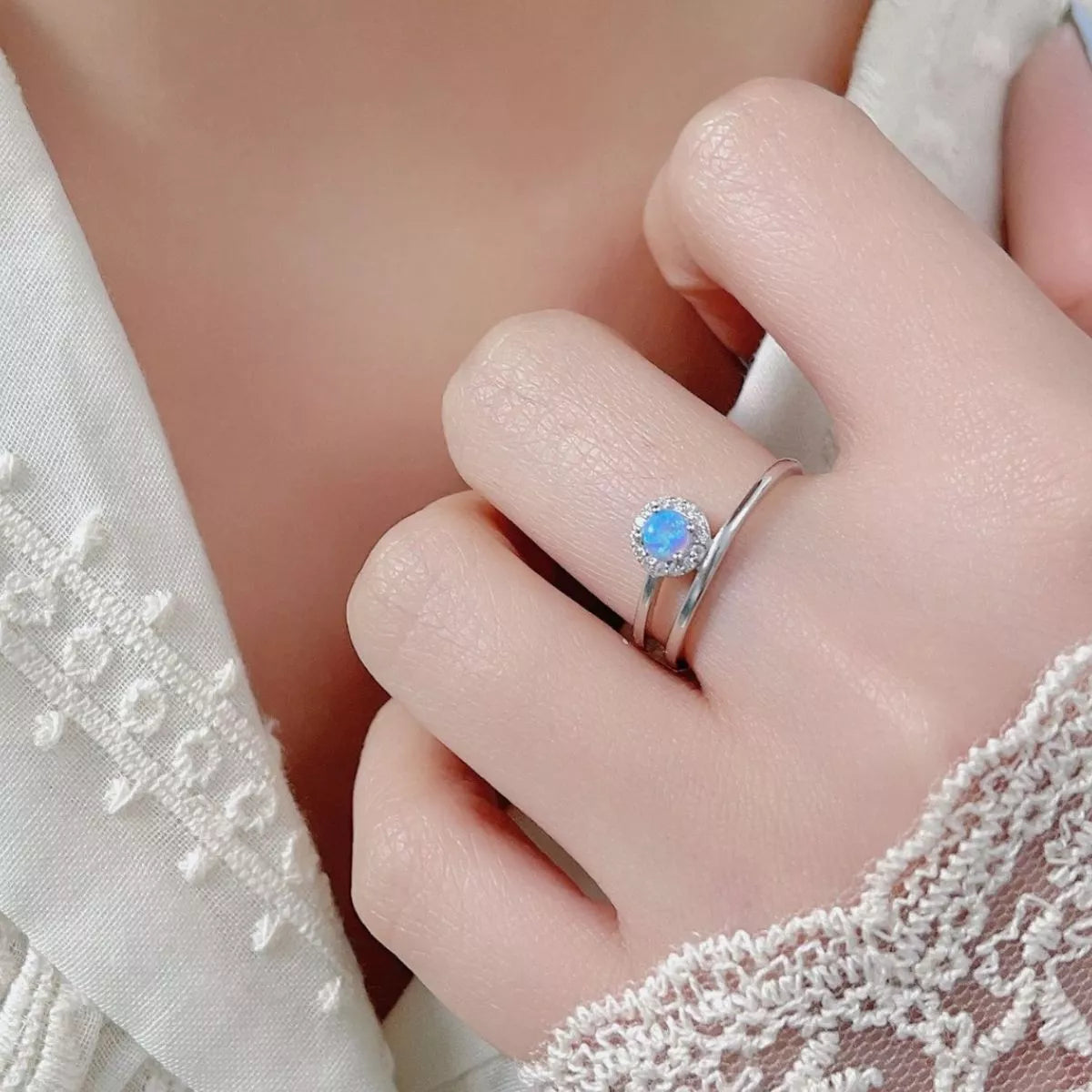 Sterling Silver Opal Ring - Silver