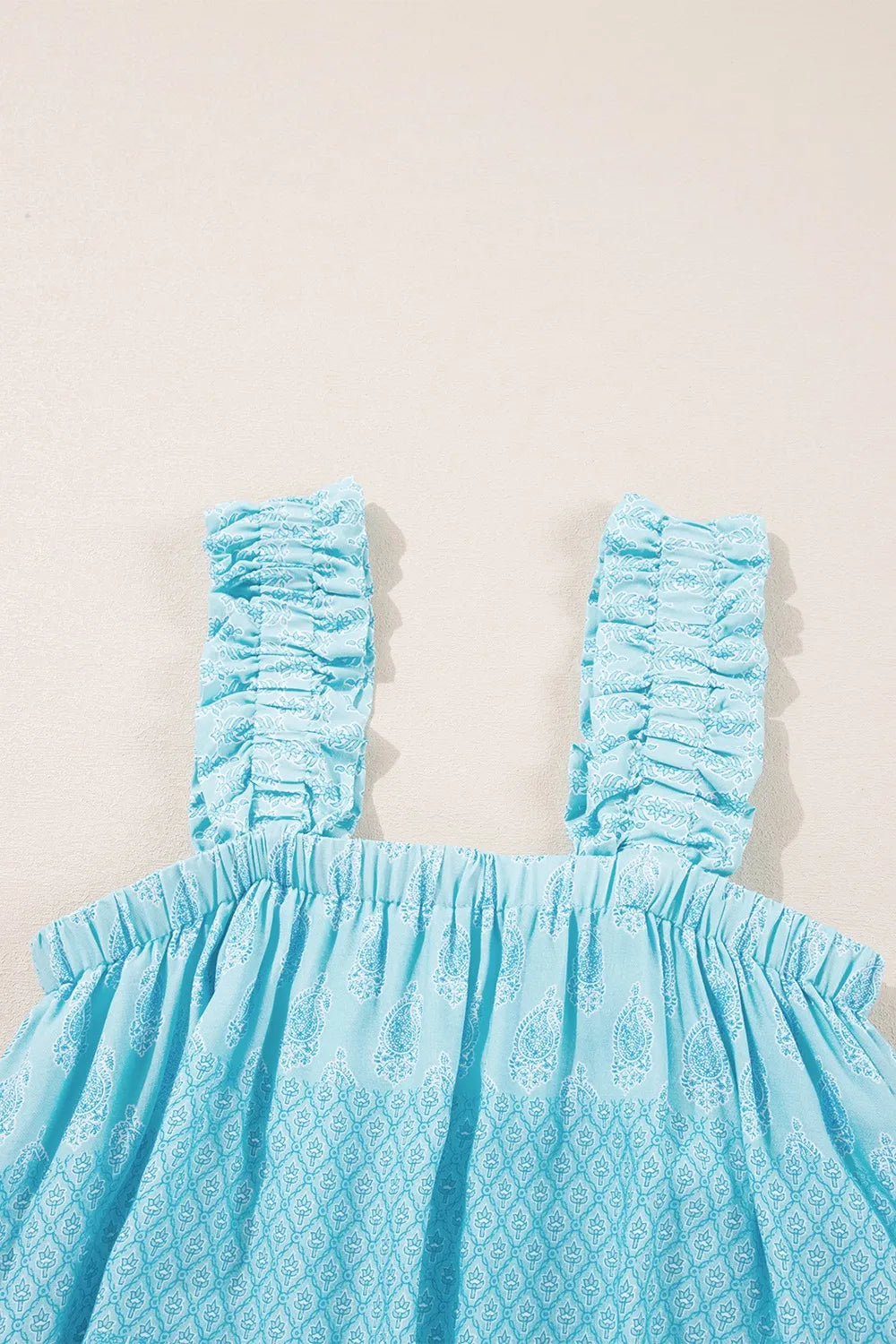 Printed Ruffled Wide Straps Tank -