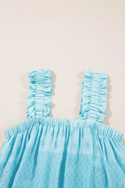Printed Ruffled Wide Straps Tank -