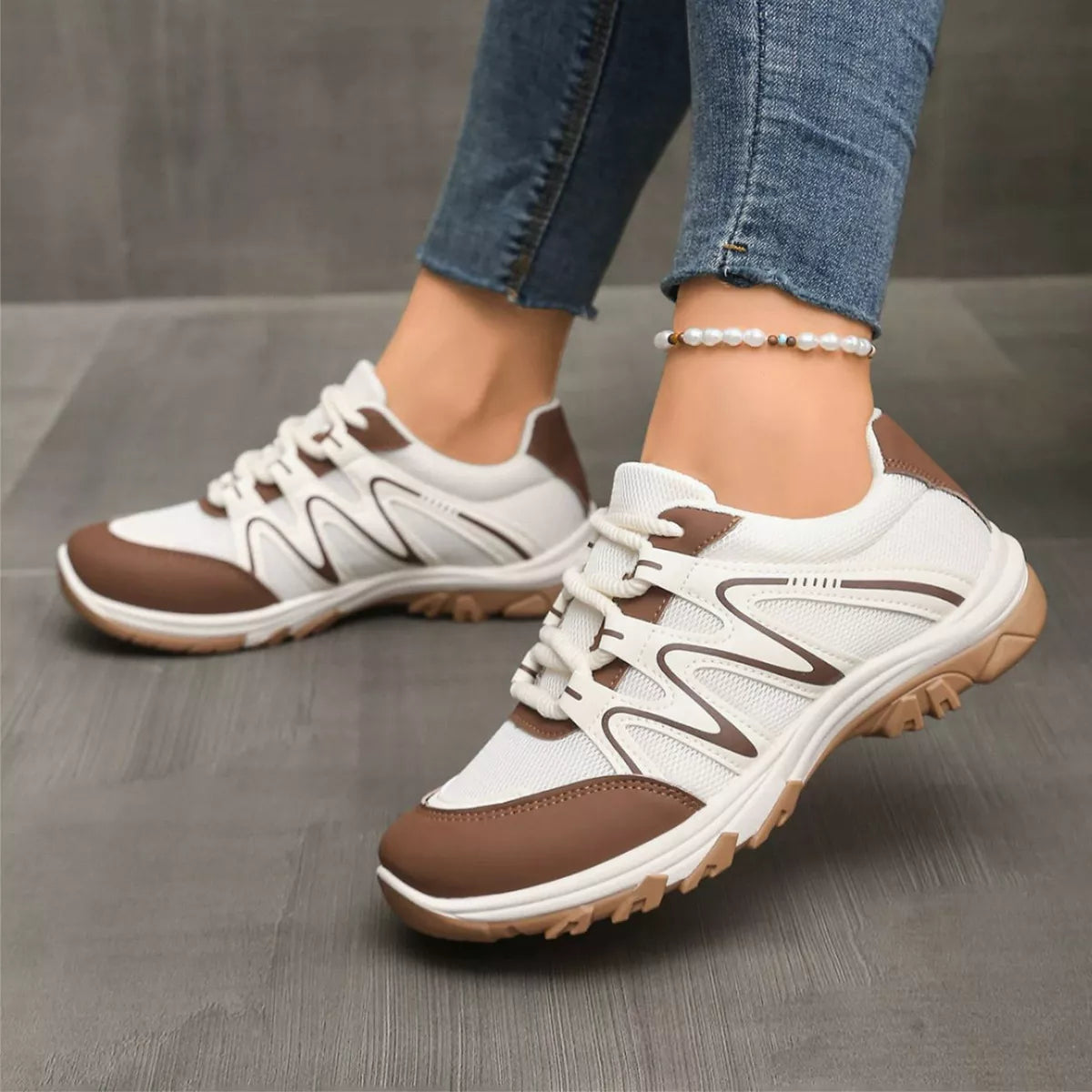 Lightweight Lace Up Athletic - Brown