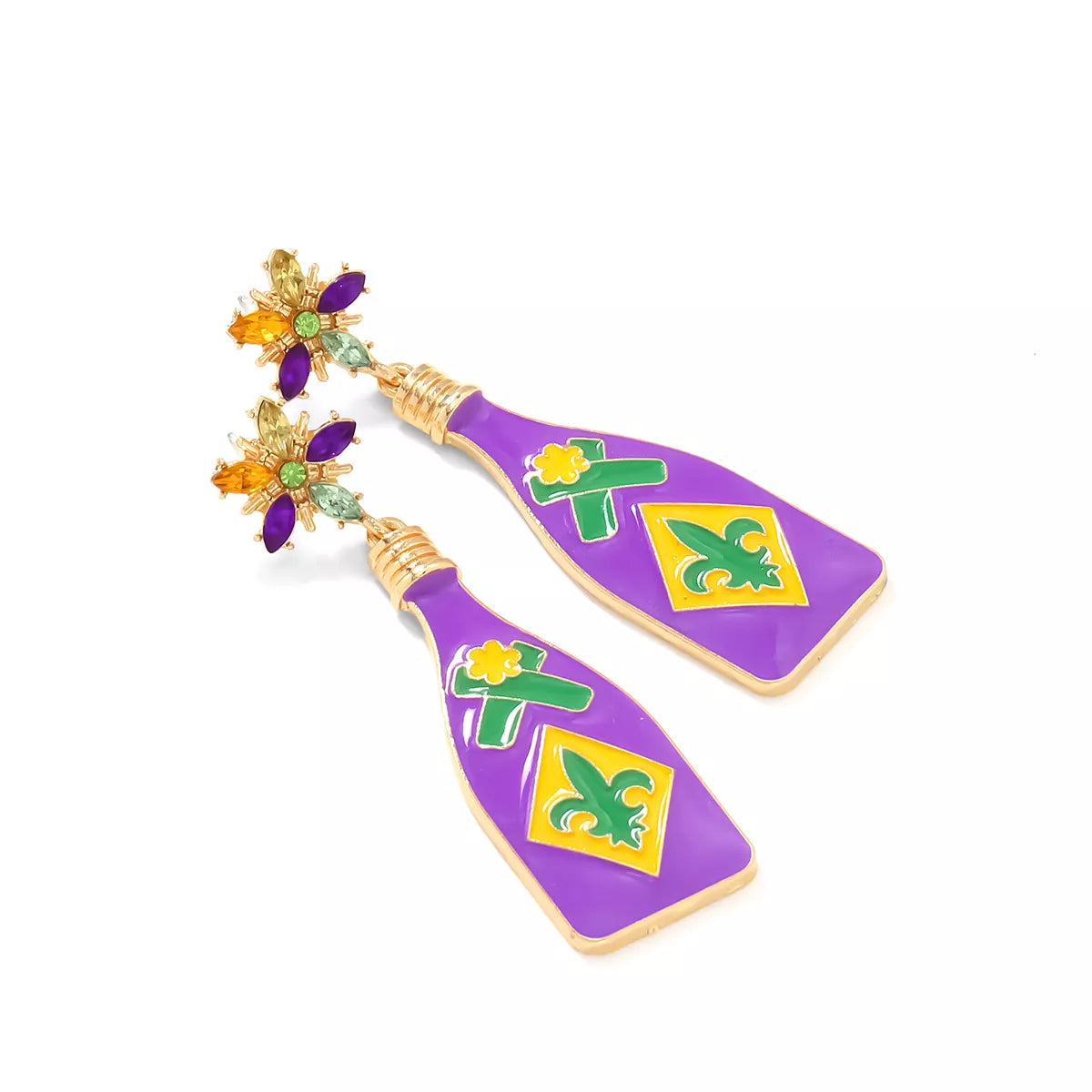 Mardi Gras Bottle Dangle Earrings -