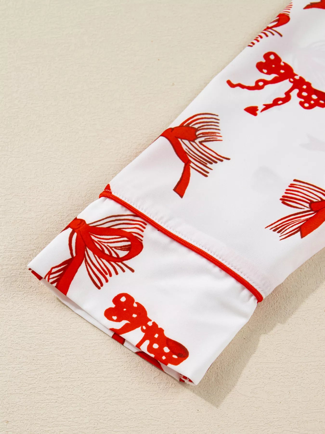 Bow Print Top and Pants Pajama Set -
