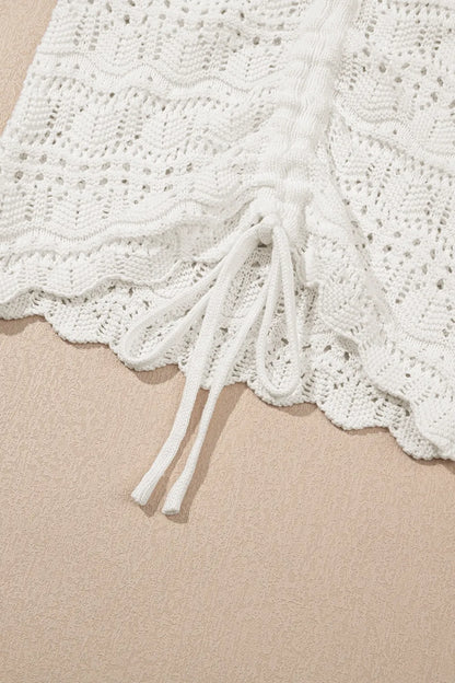 Hollowed Knit Drawstring Sweater Vest -