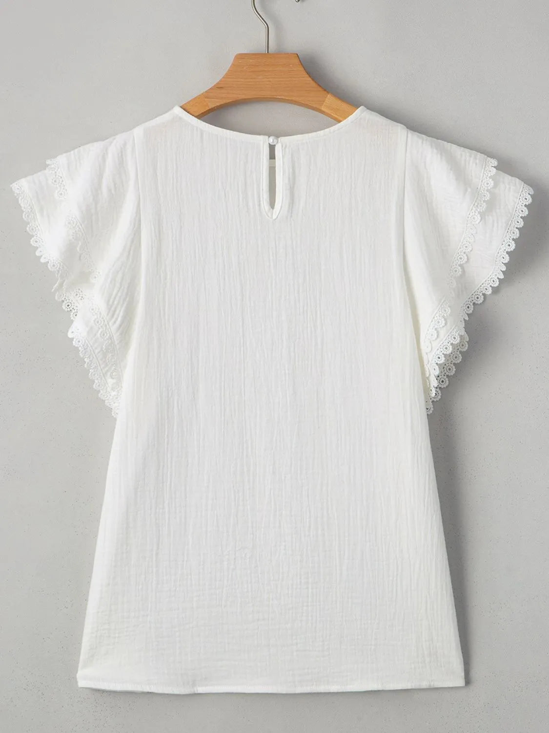 Crinkled Layered Ruffled Flutter Sleeve Blouse -