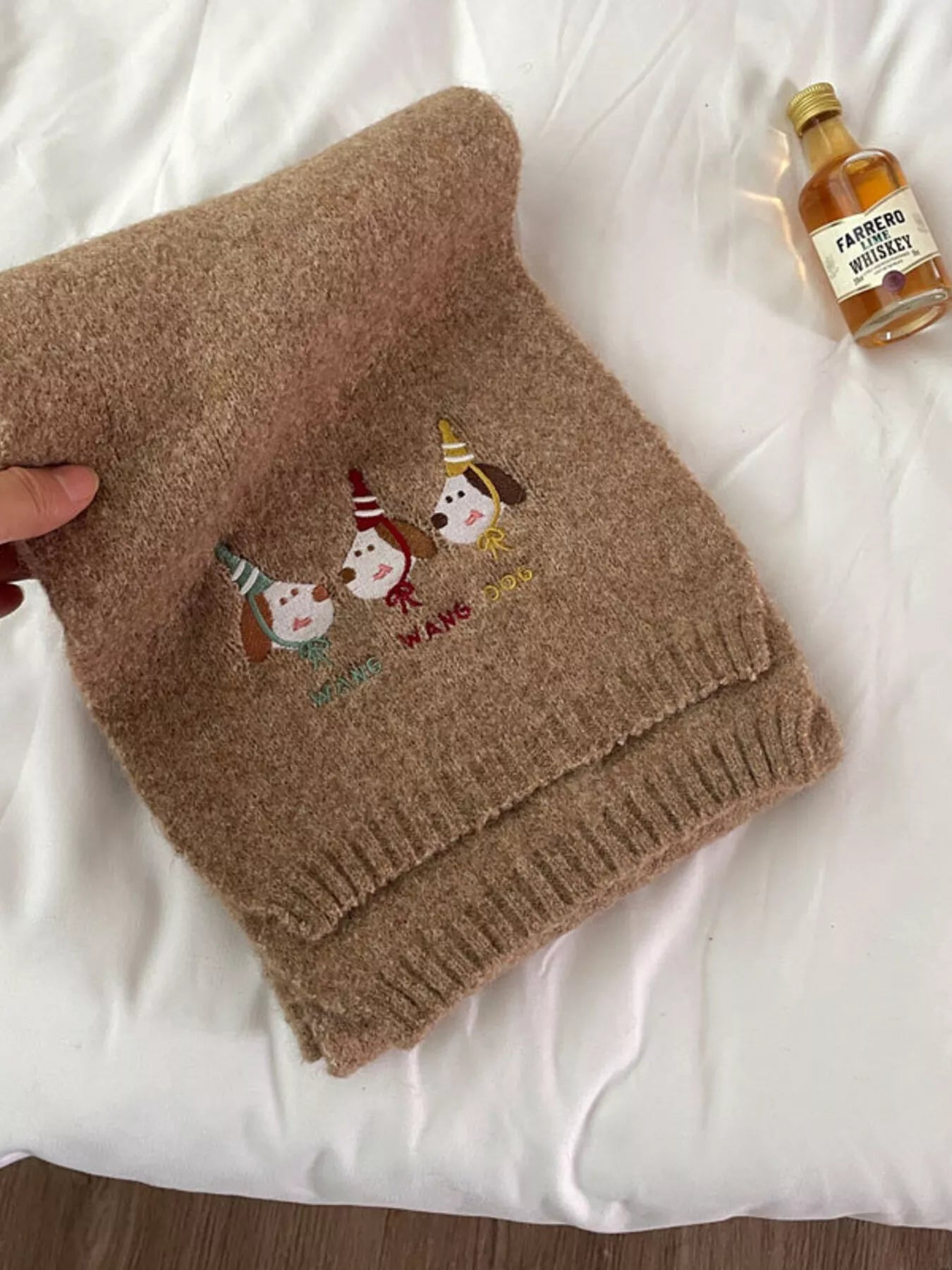 Embroidered Dog Plush Scarf -