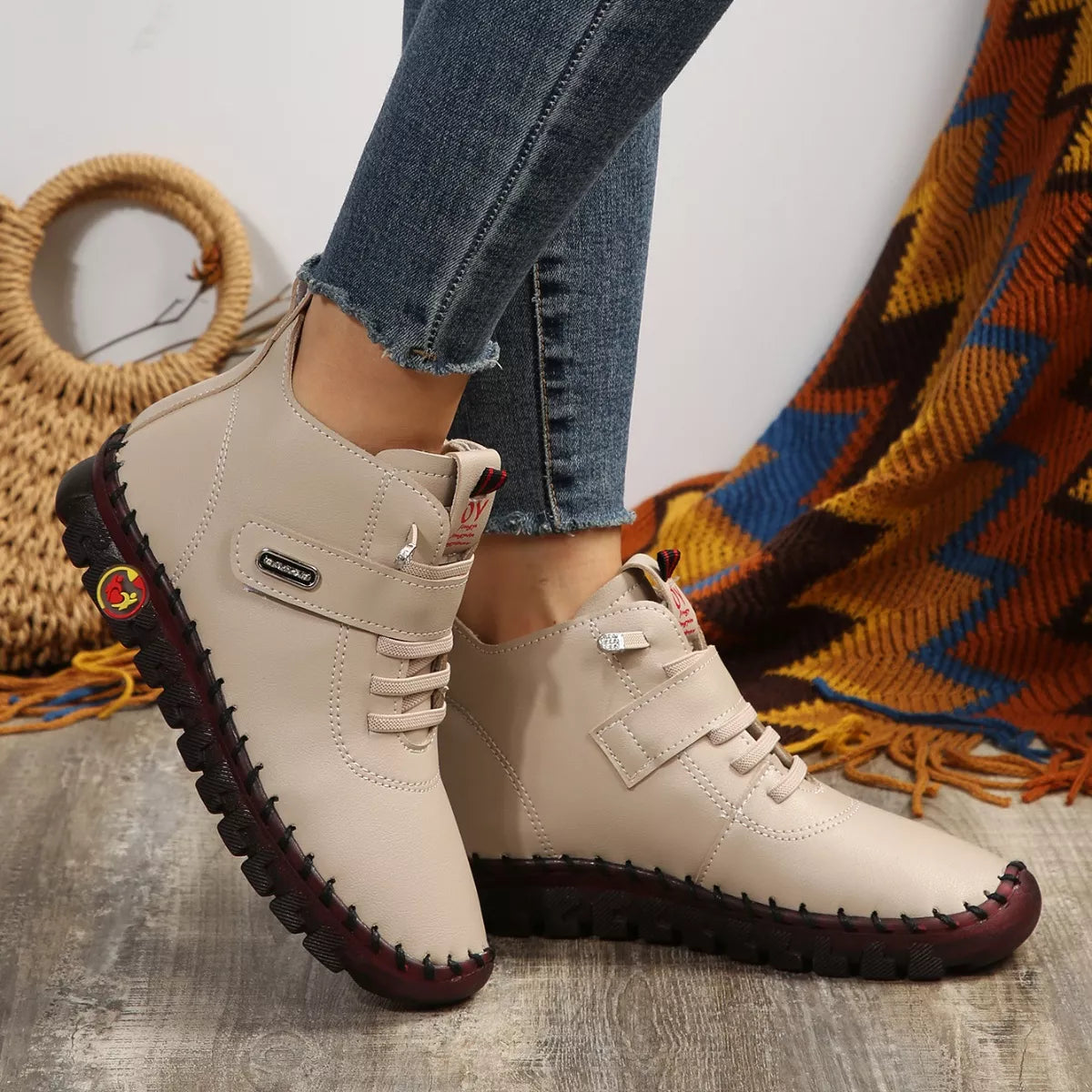 Lace Up Platform Ankle Boots -