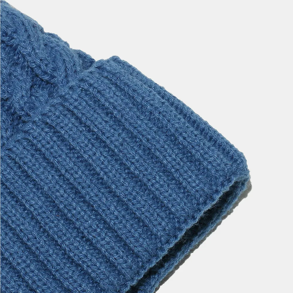 Cable Knit Winter Hat with Pompom -