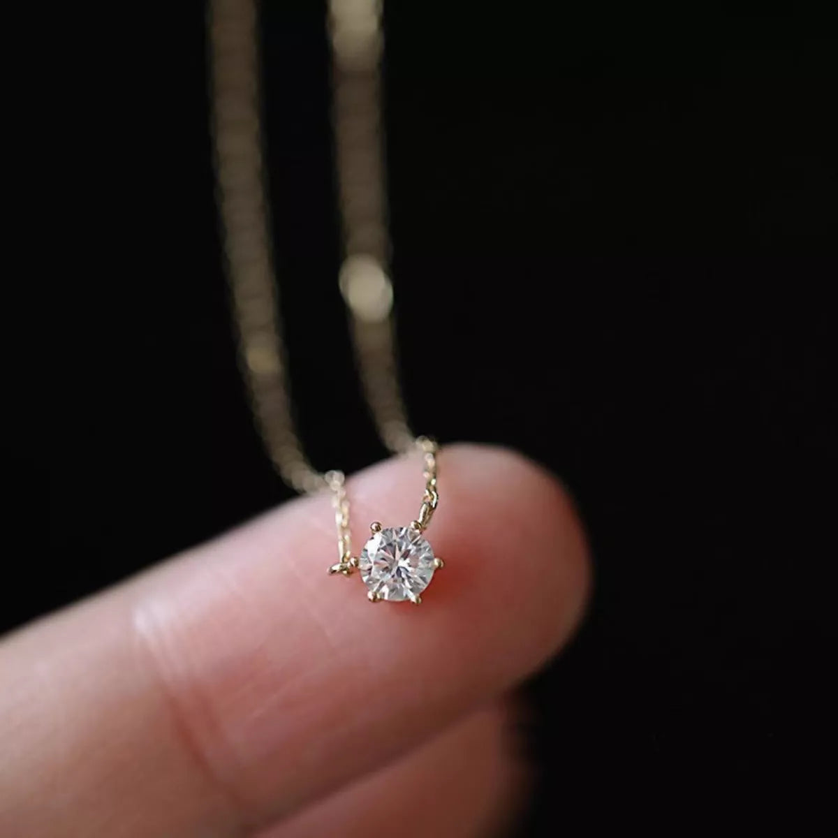 Sterling Silver Zircon Necklace -