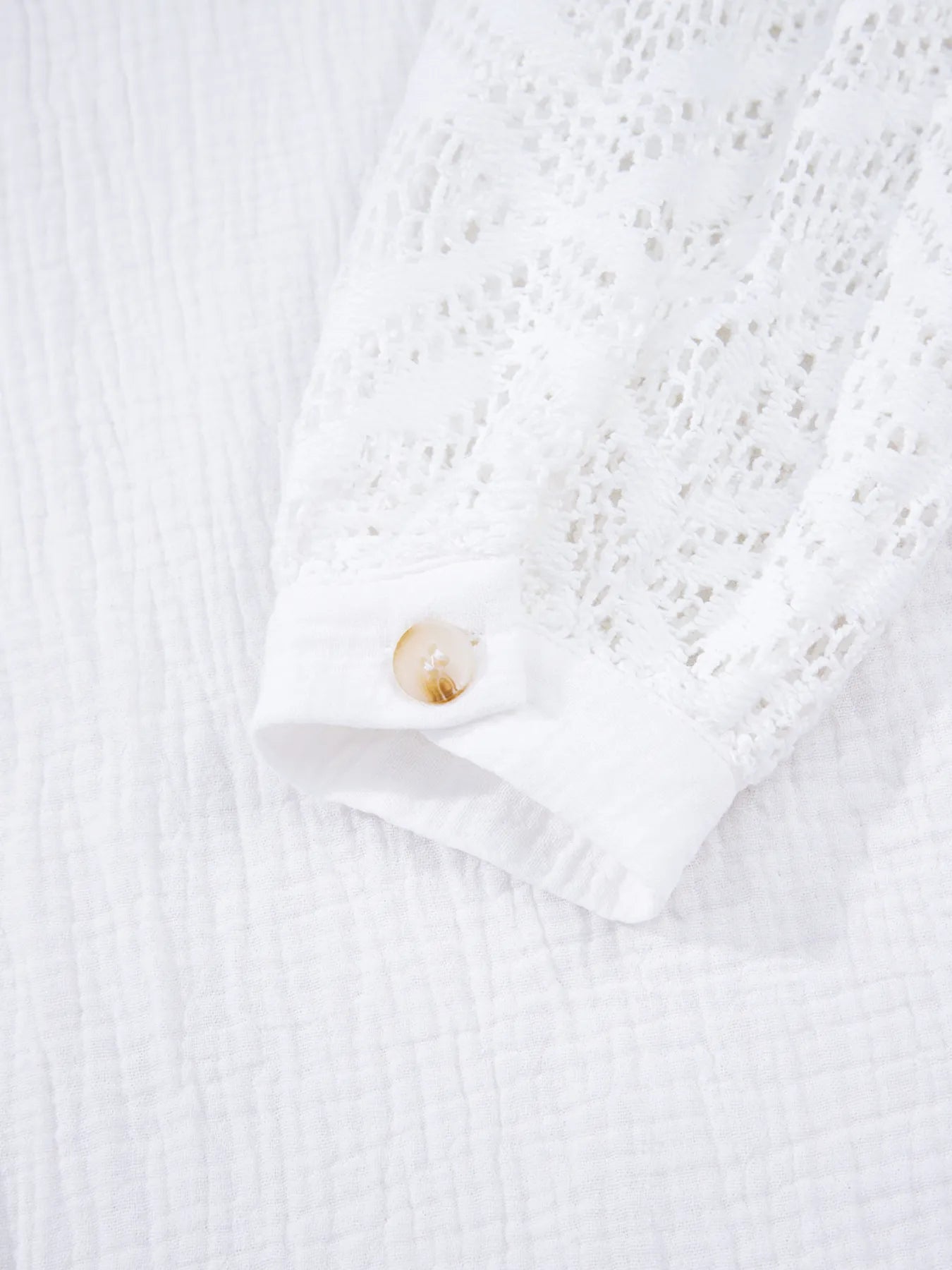 Lace Sleeve Button Down Shirt -