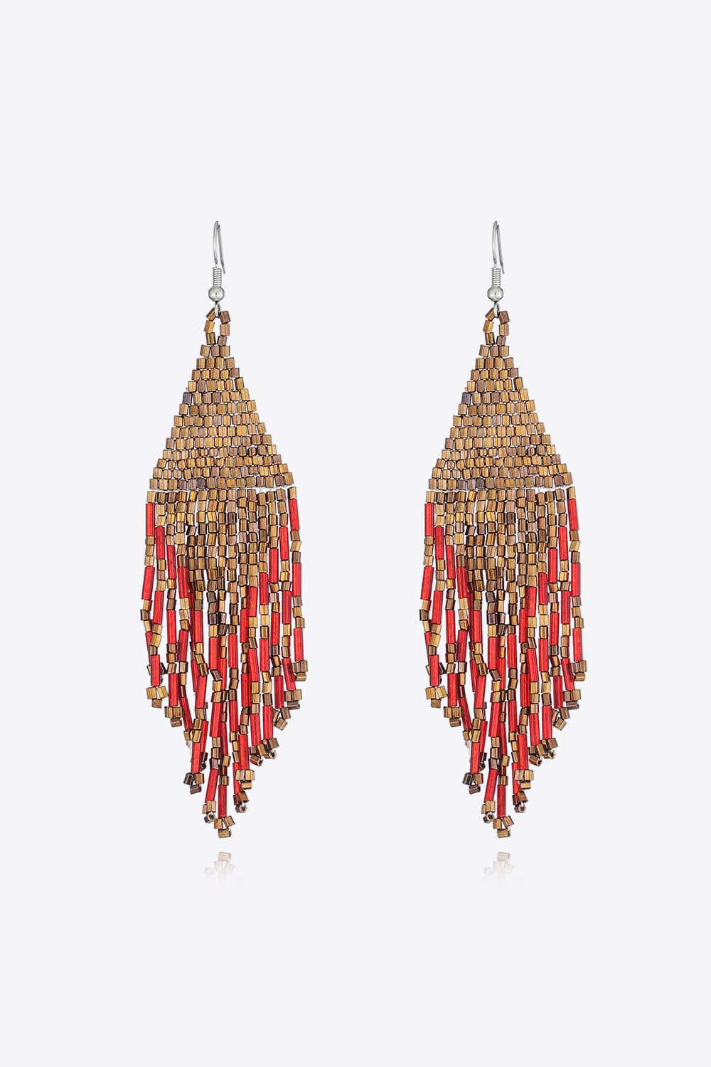 Beaded Dangle Earrings - Gold One Size