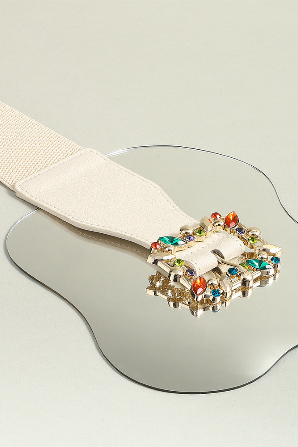 Multicolored Leaf Buckle Elastic Belt -