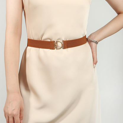 Toggle Clasp Elastic Belt - Caramel One Size