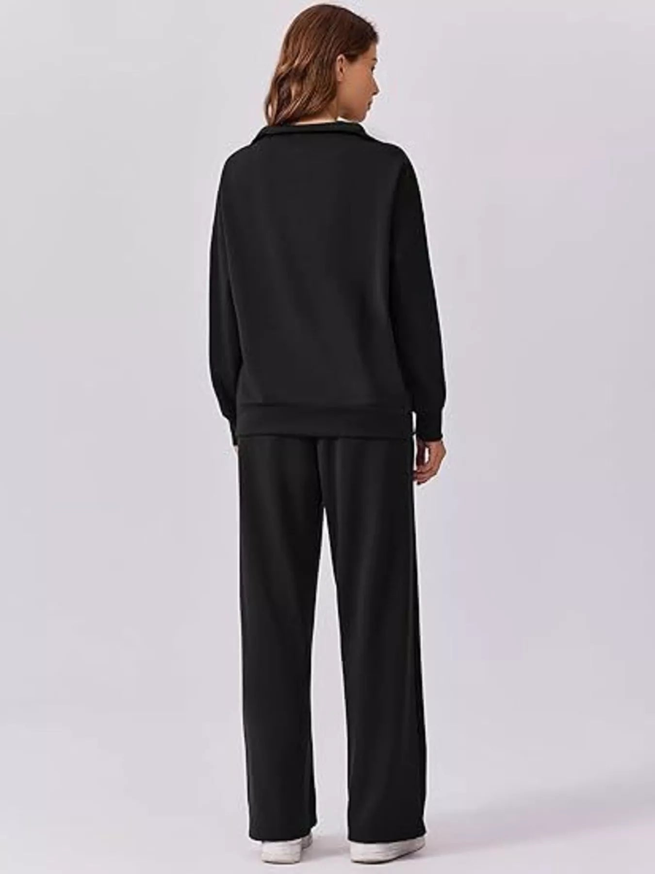 Relaxed Fit Quarter-Zip Top and Pants Set -