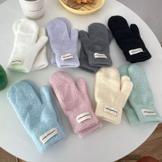 Warm Plush Knitted Mitten Gloves -