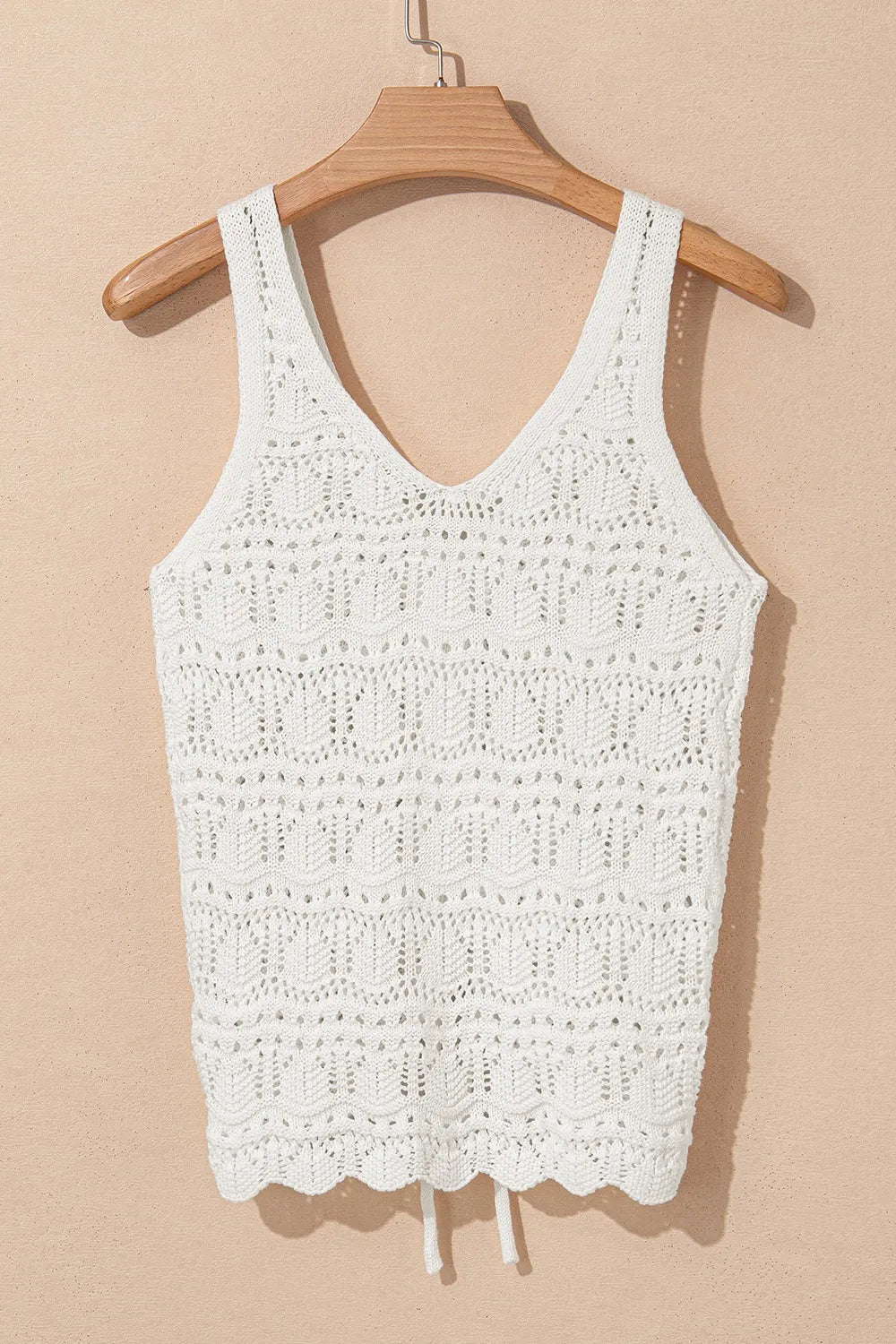Hollowed Knit Drawstring Sweater Vest -