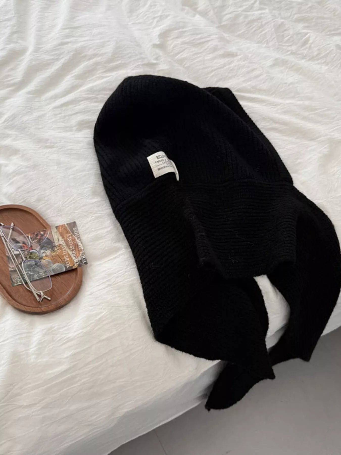 Cozy Knit Winter Scarf - Black One Size