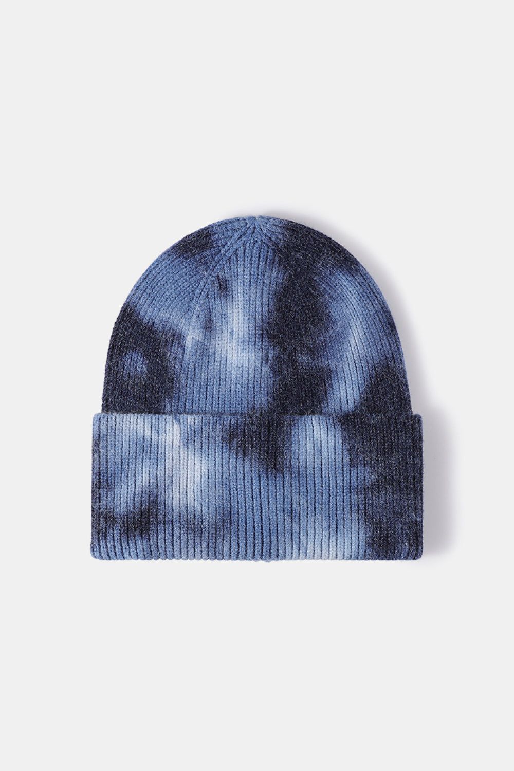 Tie-Dye Cuffed Rib-Knit Beanie Hat - Navy One Size