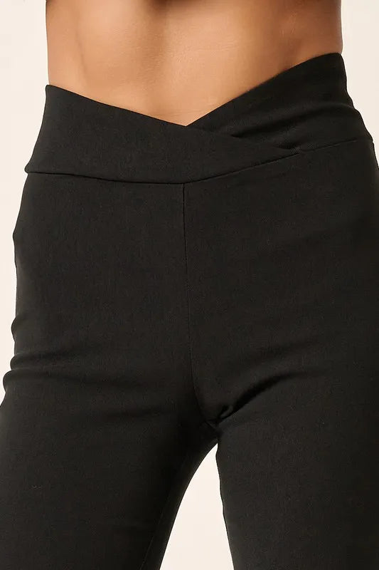 Surplice V-Waist Flare Pants -