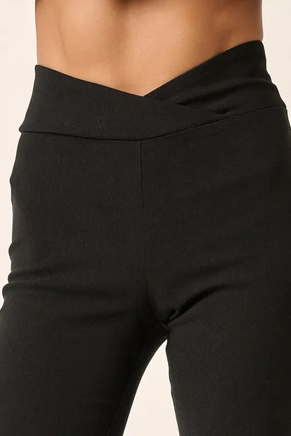 Surplice V-Waist Flare Pants -