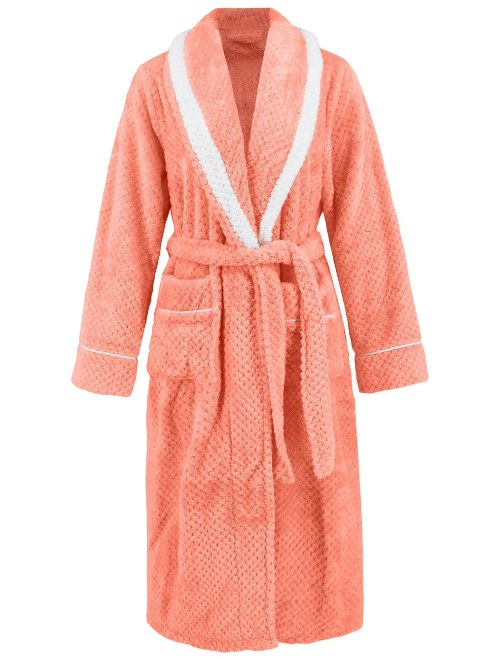 Contrast Trim Tie Waist Lounge Nightgown -