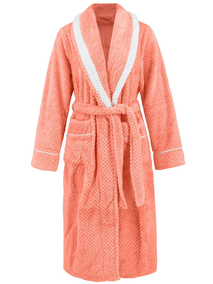 Contrast Trim Tie Waist Lounge Nightgown -