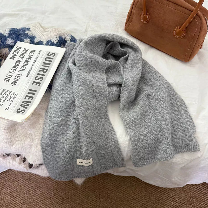 Texture Knit Winter Scarf - Light Gray One Size