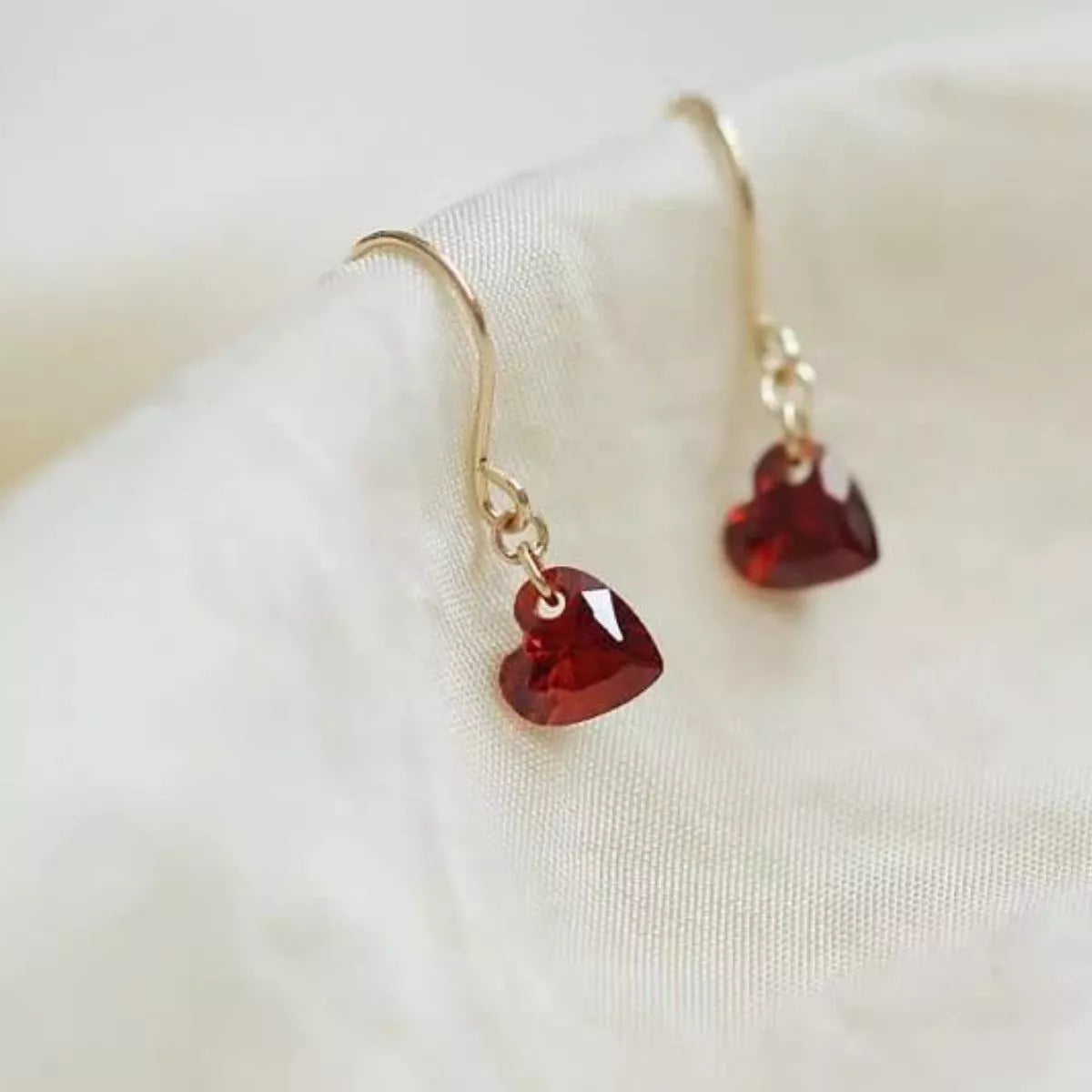Zircon Heart Drop Earrings -