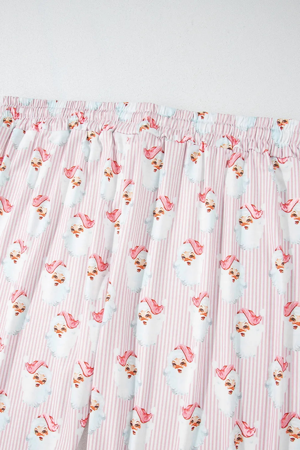 Santa Print Long Sleeve Top and Pants Lounge Set -