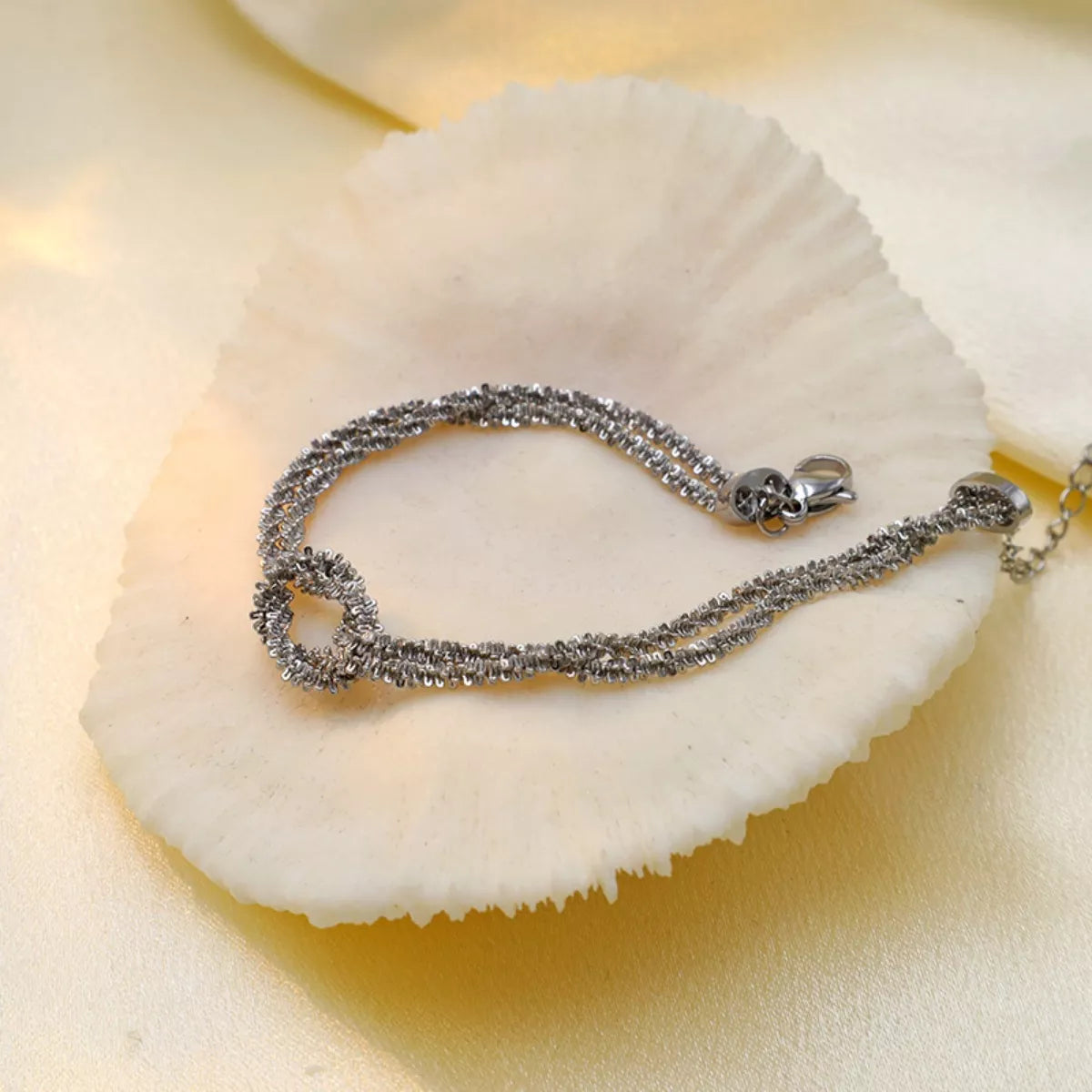 Stainless Steel Twisted Chain Bracelet - Silver One Size