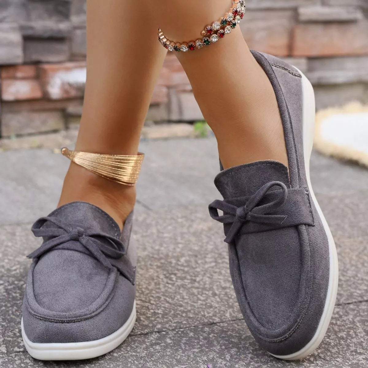 Bow Round Toe Slip-Ons -