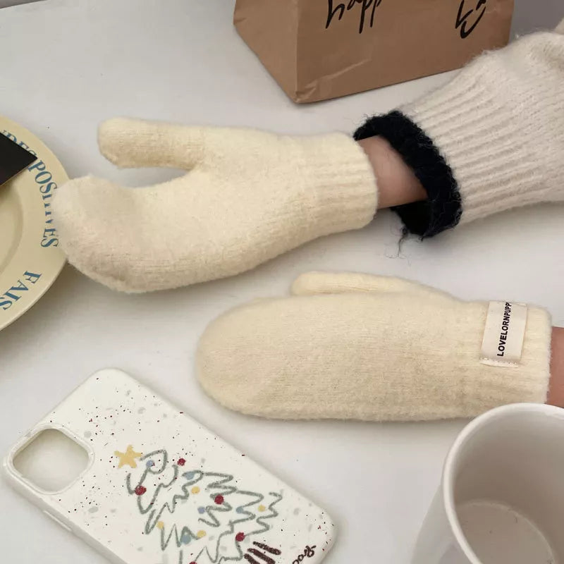 Warm Plush Knitted Mitten Gloves -