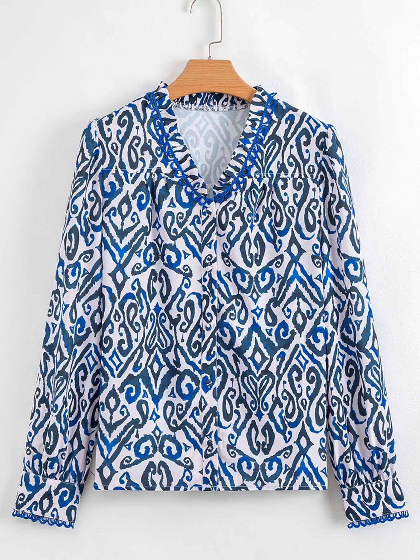 Paisley Print Long Sleeve Blouse -