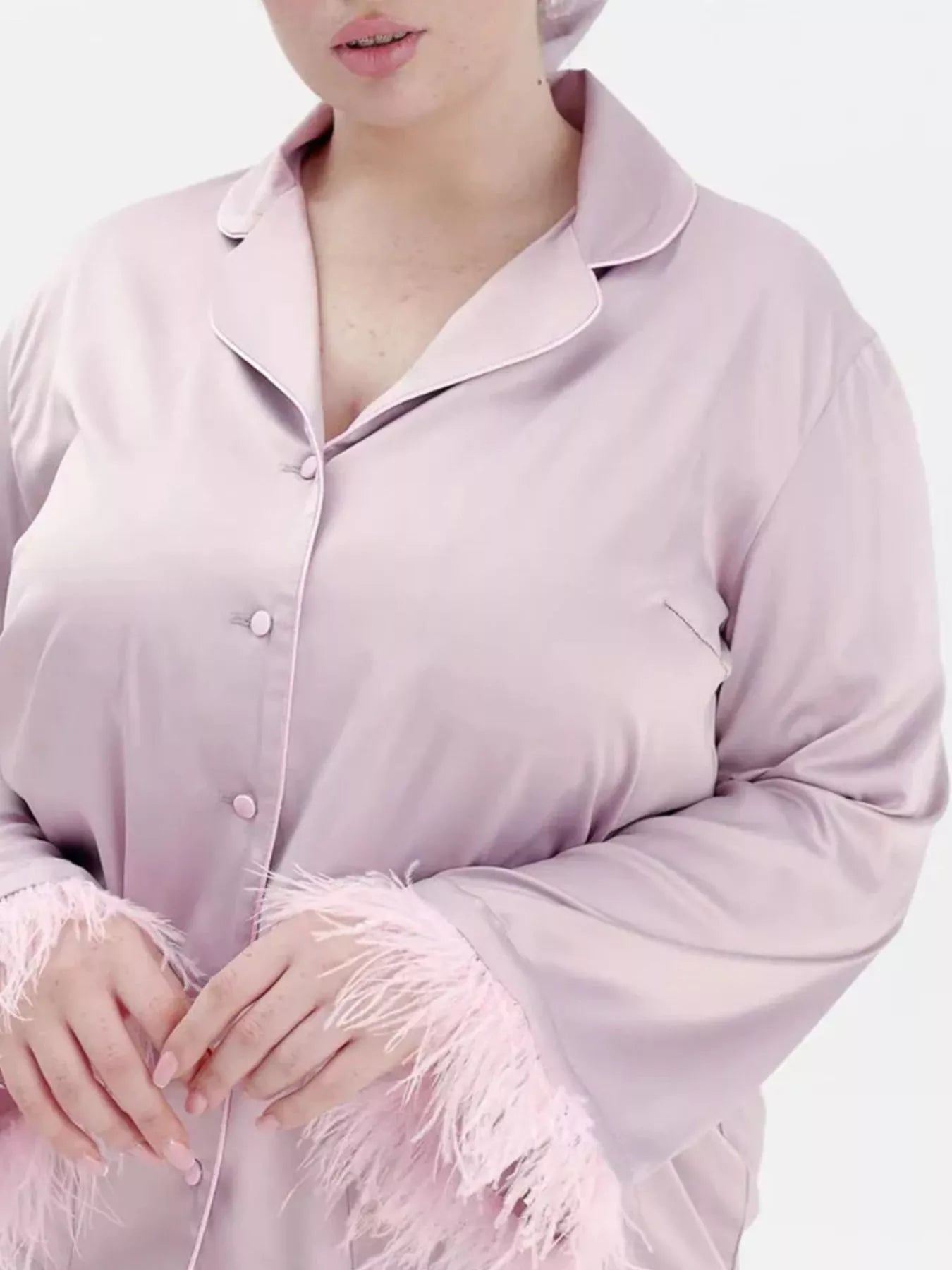 Silky Button Up Top and Pants Lounge Set -