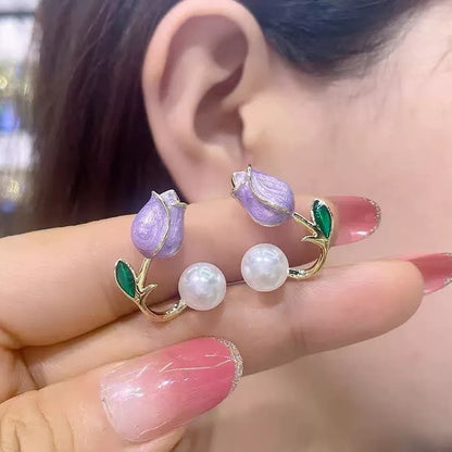 Flower Stud Earrings - Style D One Size