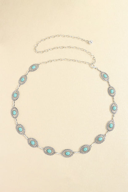 Vintage Turquoise Alloy Belt - Style G One Size
