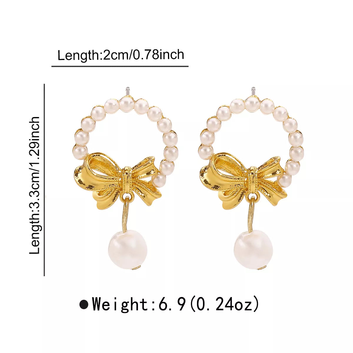 Bowknot Pearl Earrings and Pendant Necklace Jewelry Set -