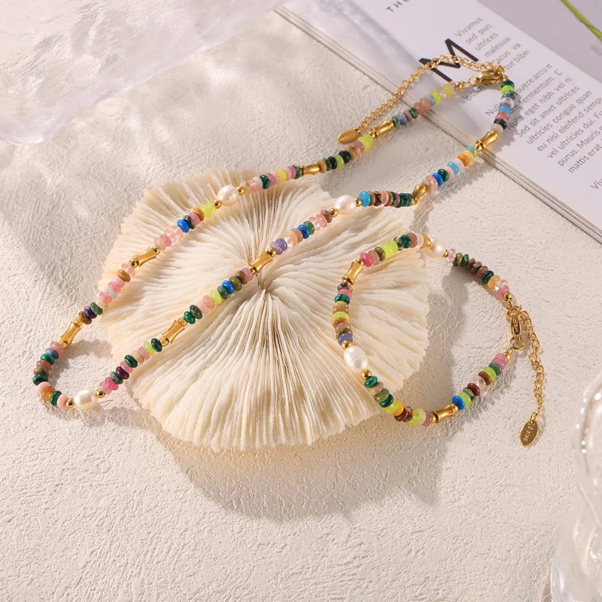 Bohemian Natural Stone Pearl Beaded Jewelry Set -
