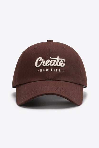 CREATE NEW LIFE Adjustable Cotton Baseball Cap - Burnt Umber One Size