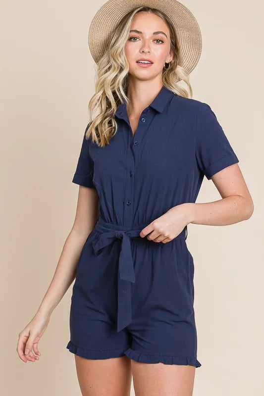 Collared Button-Down Romper -