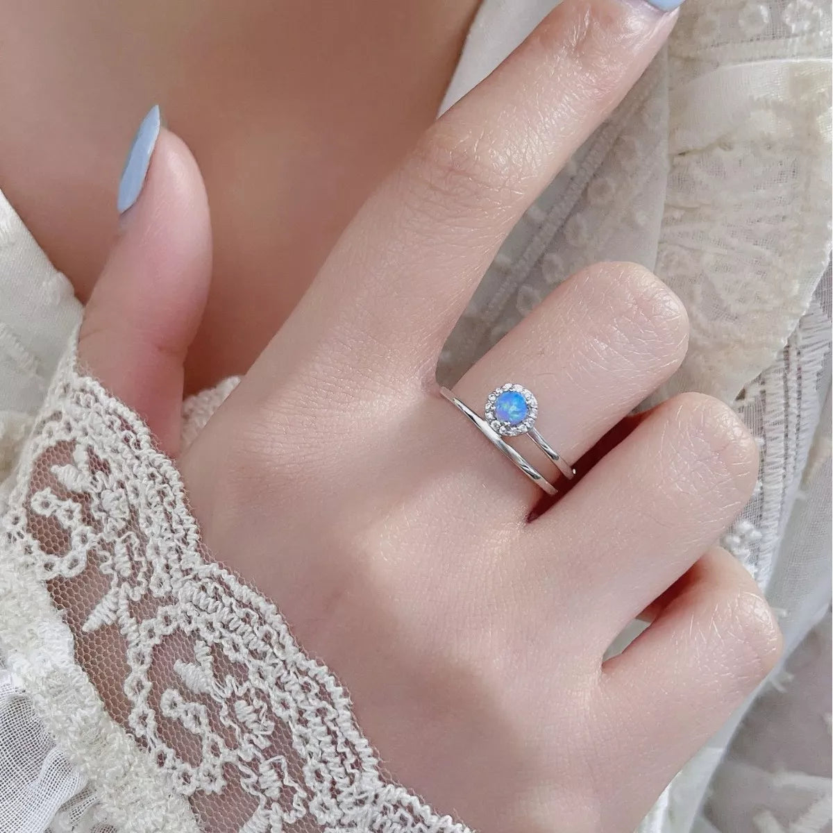 Sterling Silver Opal Ring - Silver