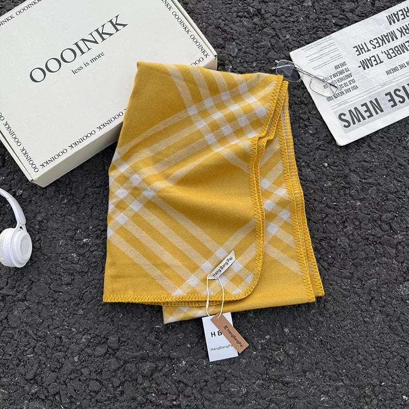 Classic Plaid Scarf - Yellow One Size