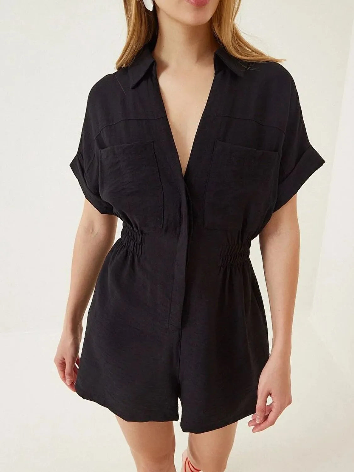 Johnny Collar Short Sleeve Romper -
