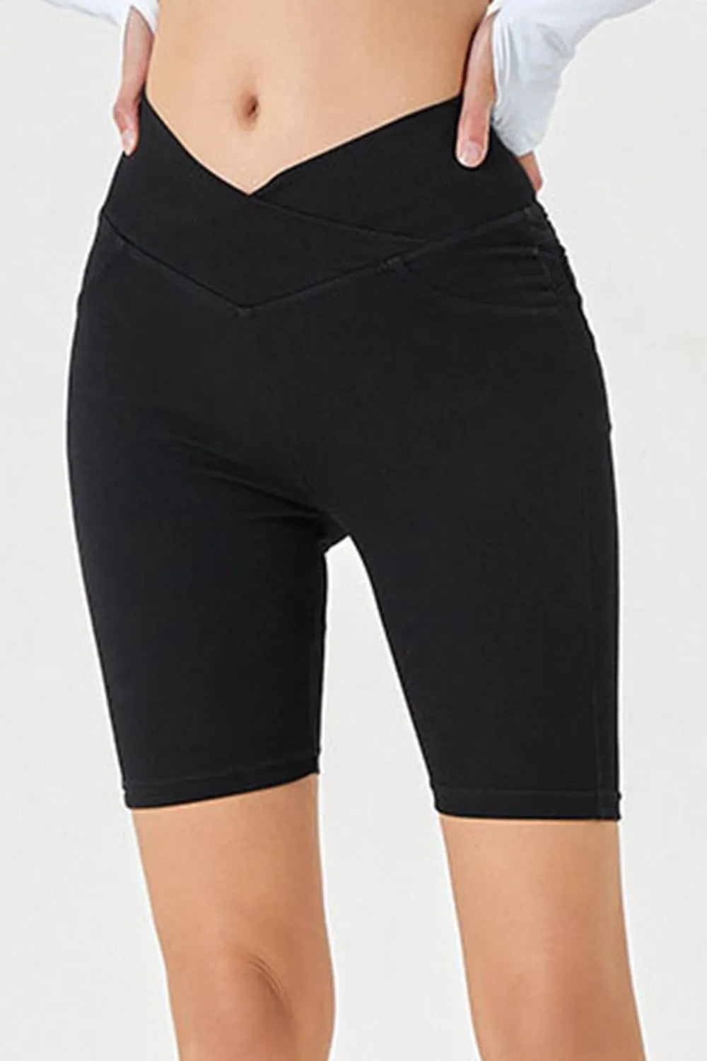 Asymmetrical Waist Denim Shorts -