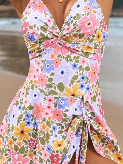 Double Spaghetti Strap One-Piece Swimwear -