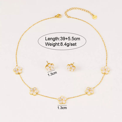 Gold Flower Jewelry Set -