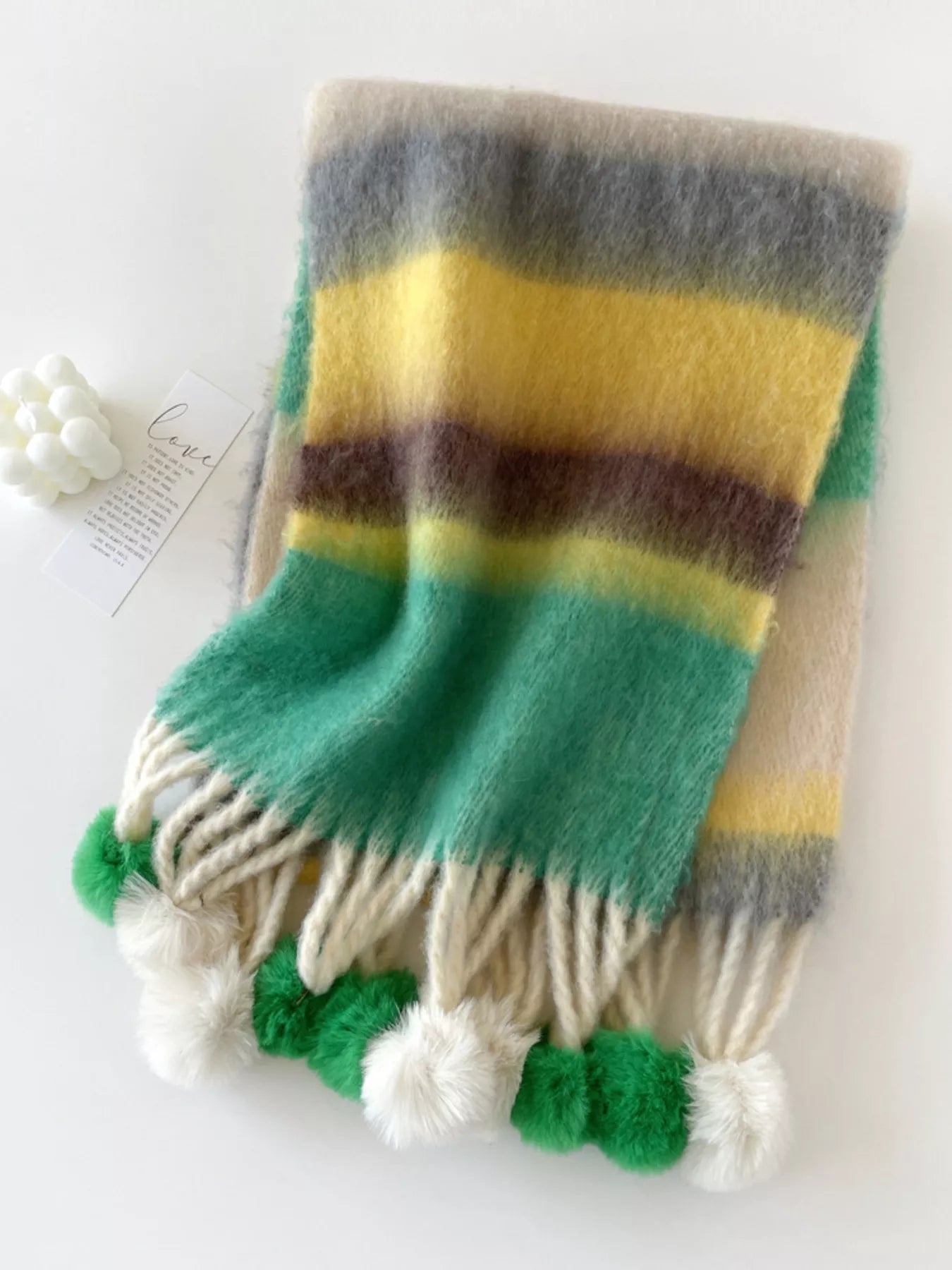 Rainbow Striped Fuzzy Scarf -