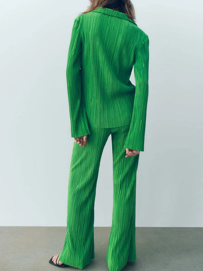 Texture Long Sleeve Top and Pants Lounge Set -